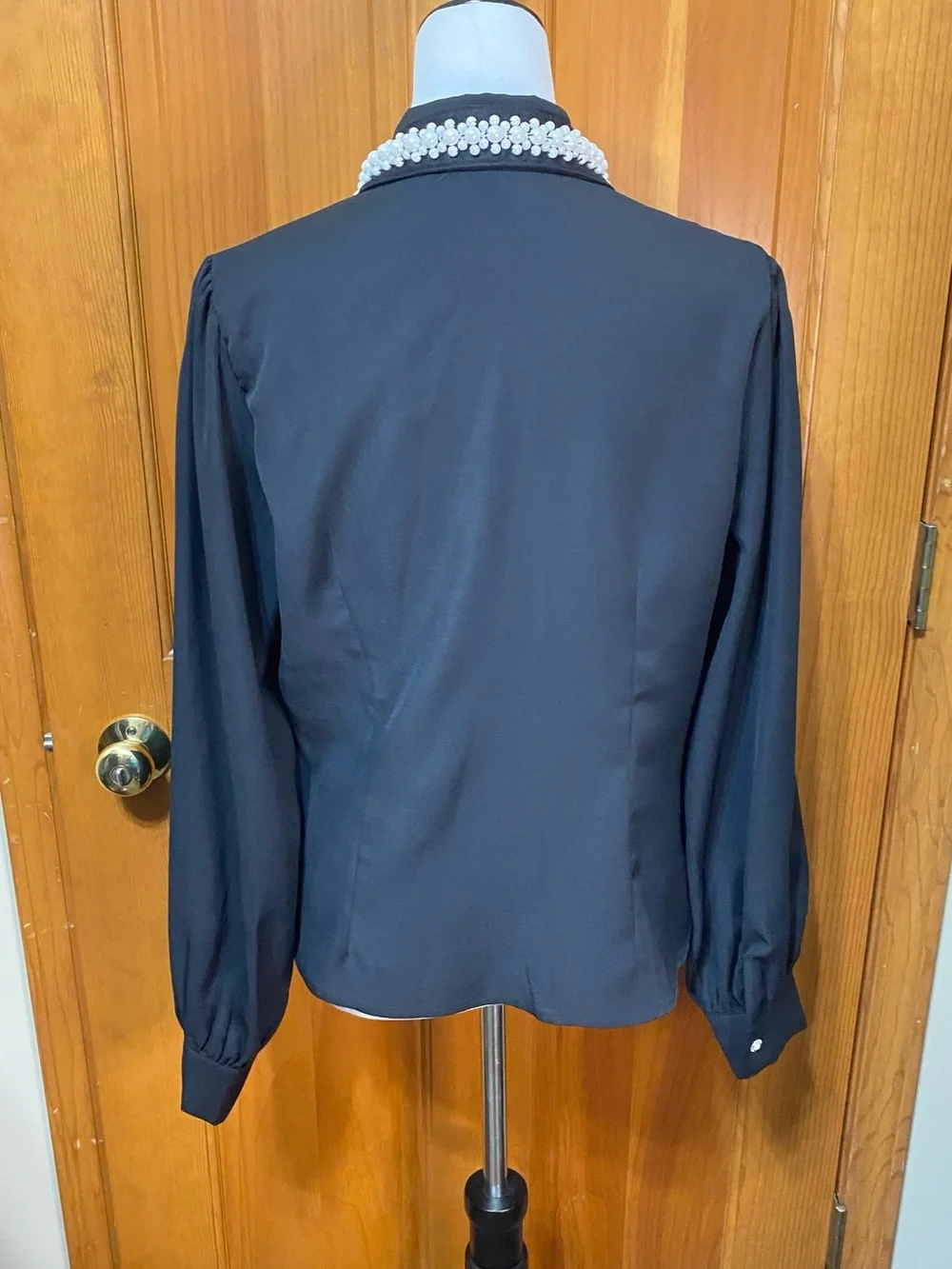 Tailored Embellished Collar Button Down Top